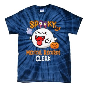 Boo Halloween Costume Spooky Medical Records Clerk Tie-Dye T-Shirt