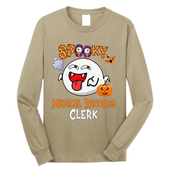 Boo Halloween Costume Spooky Medical Records Clerk Long Sleeve Shirt