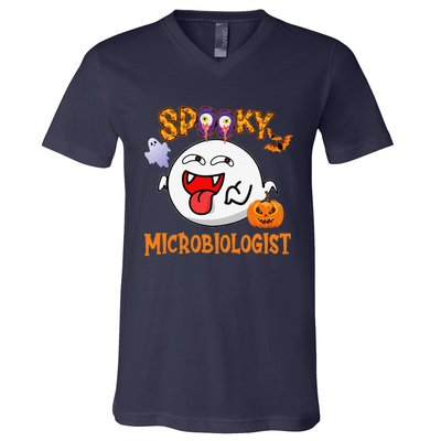 Boo Halloween Costume Spooky Microbiologist V-Neck T-Shirt