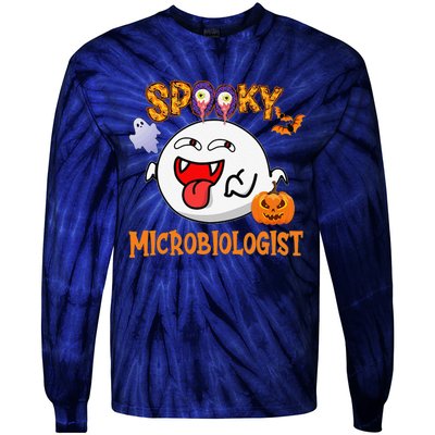 Boo Halloween Costume Spooky Microbiologist Tie-Dye Long Sleeve Shirt