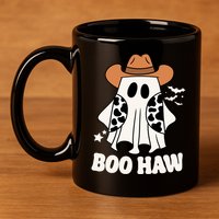Boo Haw Country Ghost Funny Halloween 11oz C Handle Ceramic Mug