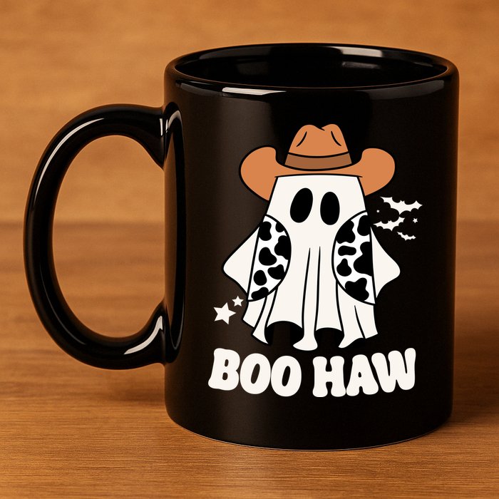 Boo Haw Country Ghost Funny Halloween 11oz C Handle Ceramic Mug