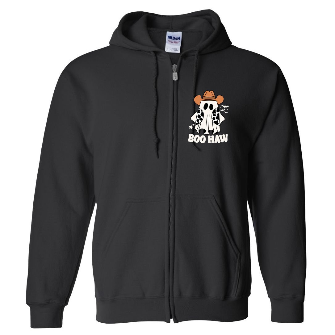 Boo Haw Country Ghost Funny Halloween Full Zip Hoodie