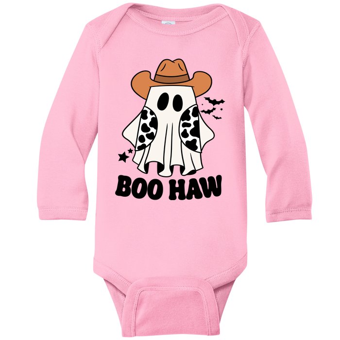 Boo Haw Country Ghost Funny Halloween Baby Long Sleeve Bodysuit