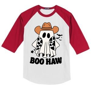 Boo Haw Country Ghost Funny Halloween Kids Colorblock Raglan Jersey