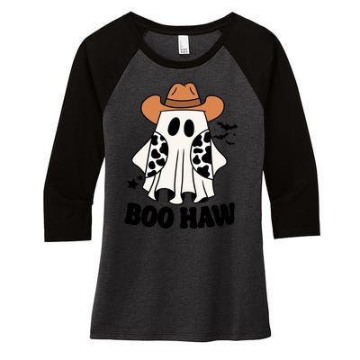 Boo Haw Country Ghost Funny Halloween Women's Tri-Blend 3/4-Sleeve Raglan Shirt