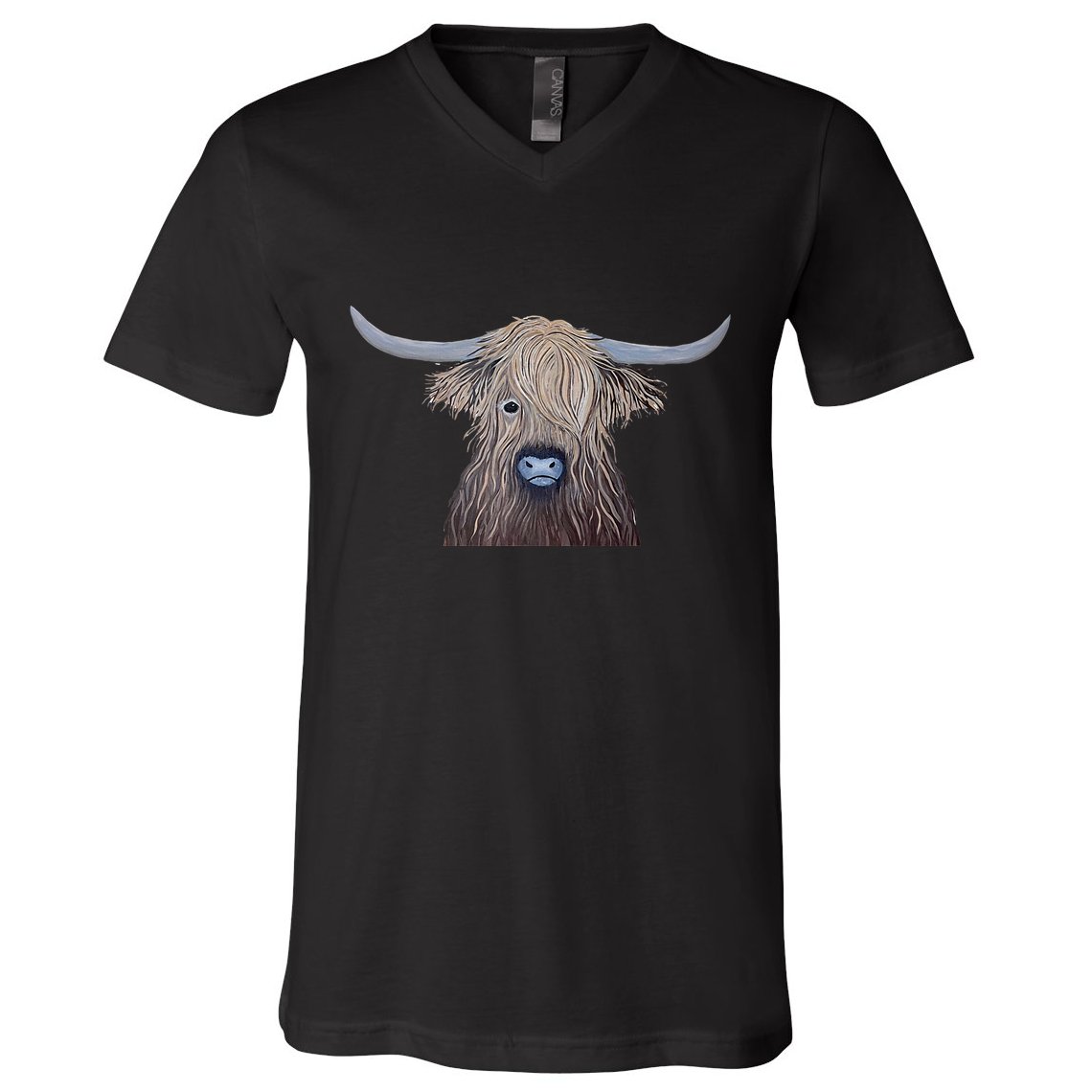 Bull Highland Cow Painting Charming Art V-Neck T-Shirt