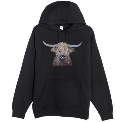 Bull Highland Cow Painting Charming Art Premium Pullover Hoodie