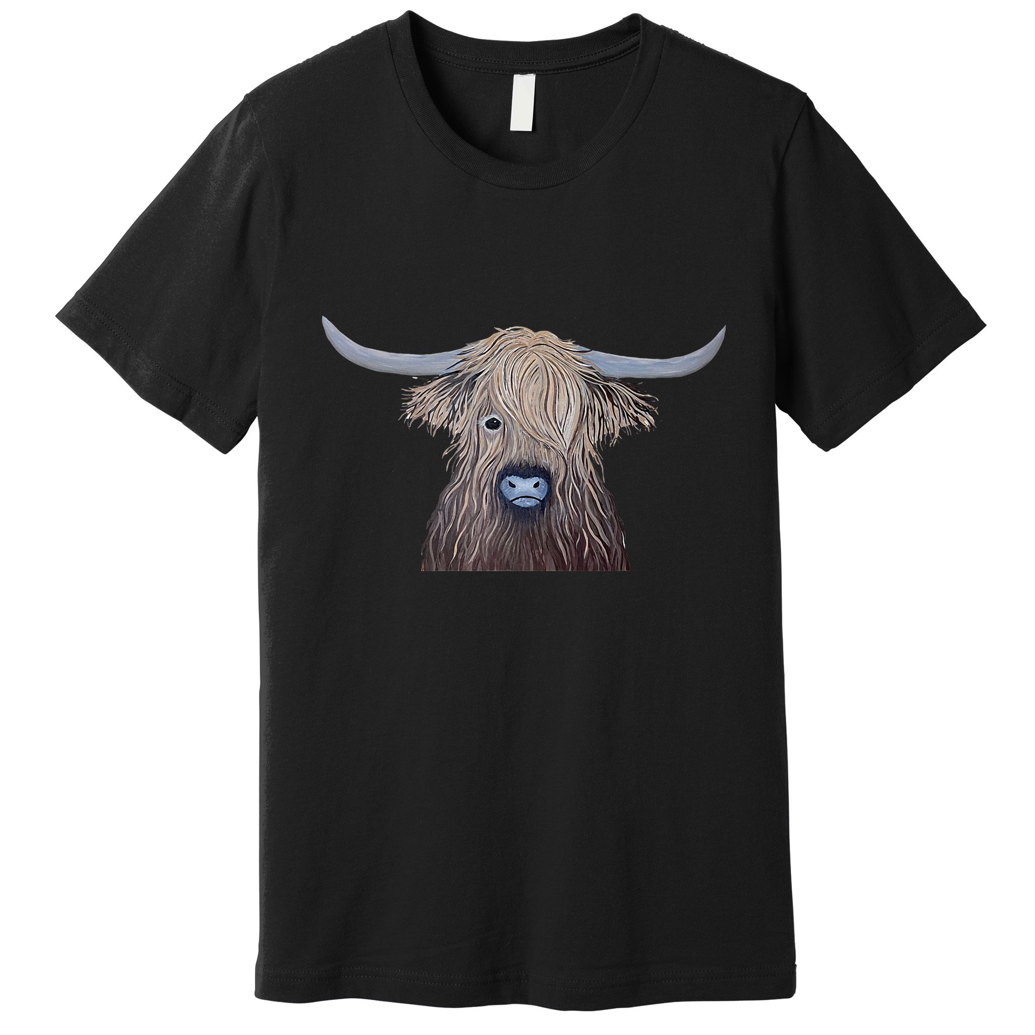 Bull Highland Cow Painting Charming Art Premium T-Shirt
