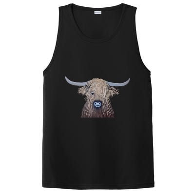 Bull Highland Cow Painting Charming Art PosiCharge Competitor Tank