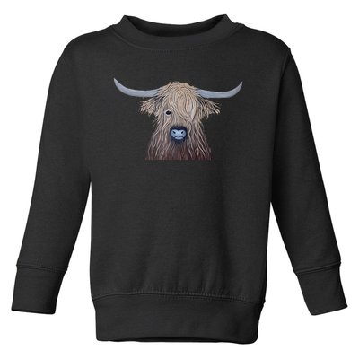 Bull Highland Cow Painting Charming Art Toddler Sweatshirt