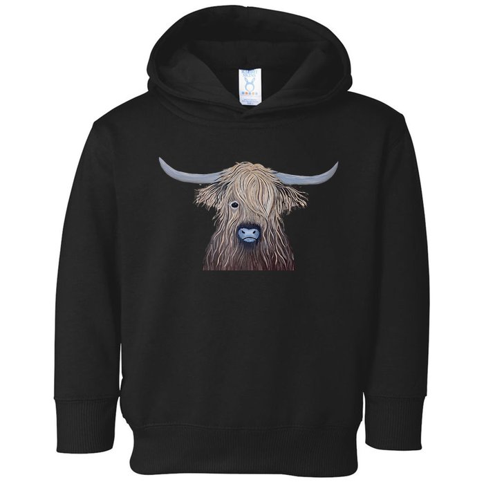 Bull Highland Cow Painting Charming Art Toddler Hoodie