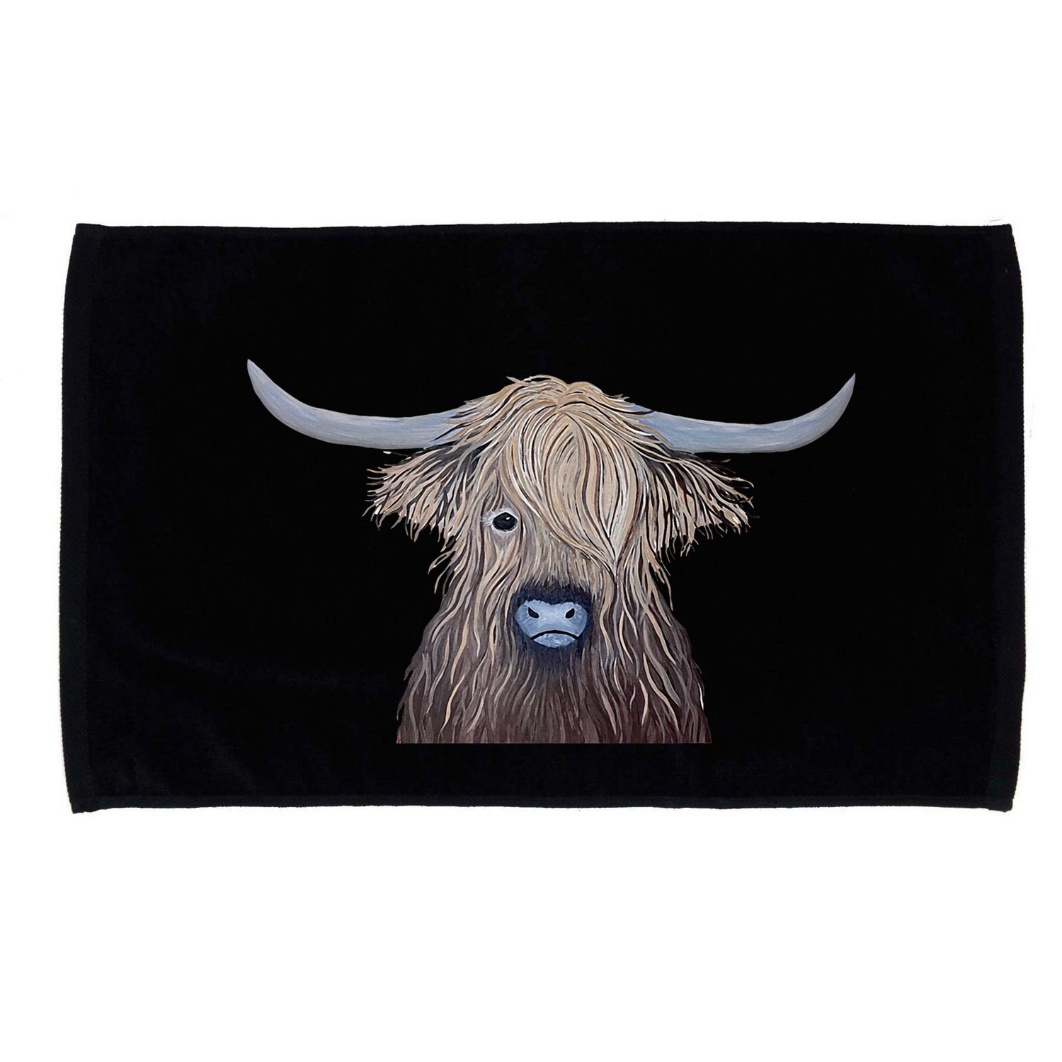 Bull Highland Cow Painting Charming Art Microfiber Hand Towel