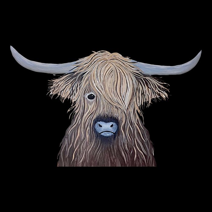 Bull Highland Cow Painting Charming Art Women's V-Neck T-Shirt