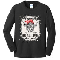 Bleached Highland Cow Apparantly I Have An Attitude Who Knew Kids Long Sleeve Shirt