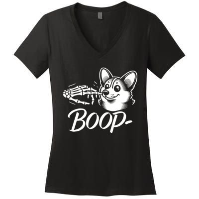 Boop Halloween Corgi Funny Corgi Halloween Women's V-Neck T-Shirt