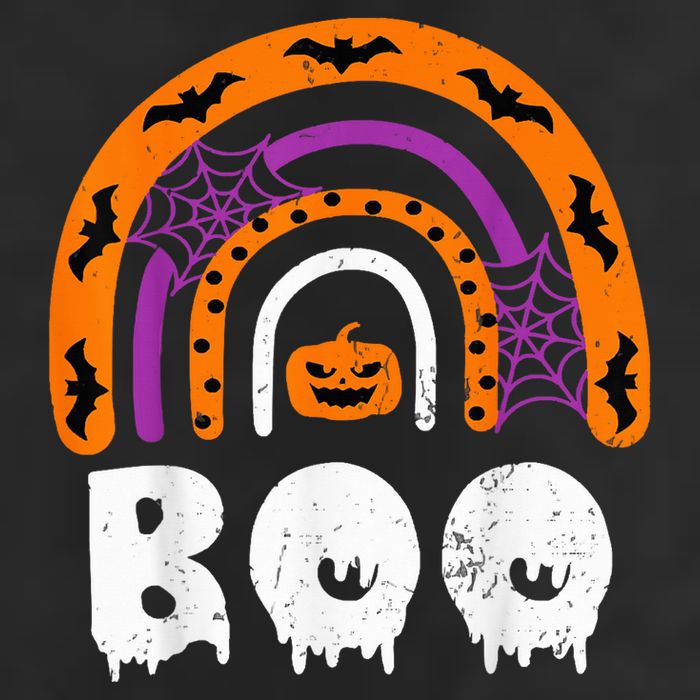 Boo Halloween Costume Rainbow With Spiders And Witch Hat 7 Panel Mesh Trucker Snapback Hat