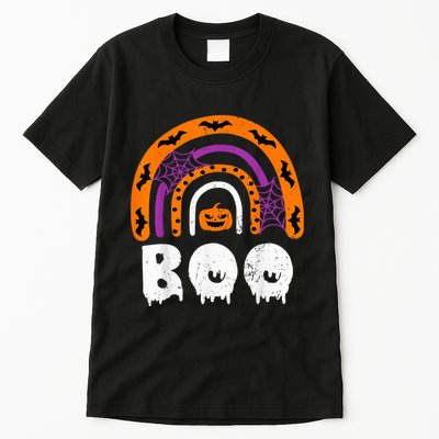 Boo Halloween Costume Rainbow With Spiders And Witch Hat Tall T-Shirt