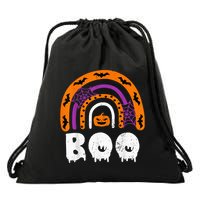 Boo Halloween Costume Rainbow With Spiders And Witch Hat Drawstring Bag