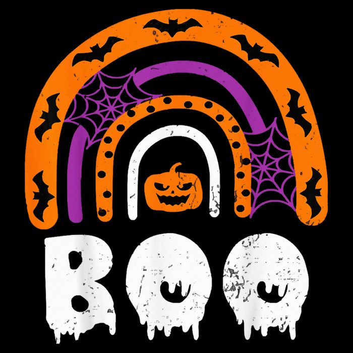 Boo Halloween Costume Rainbow With Spiders And Witch Hat Drawstring Bag