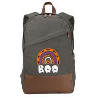 Boo Halloween Costume Rainbow With Spiders And Witch Hat Cotton Canvas Backpack