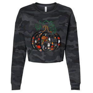 Boo Halloween Costume Spiders, Ghosts, Pumkin & Witch Hat Cropped Pullover Crew