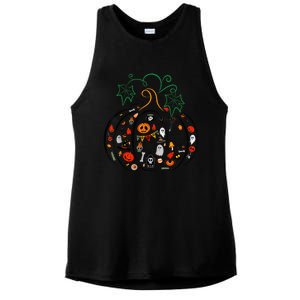 Boo Halloween Costume Spiders, Ghosts, Pumkin & Witch Hat Ladies PosiCharge Tri-Blend Wicking Tank