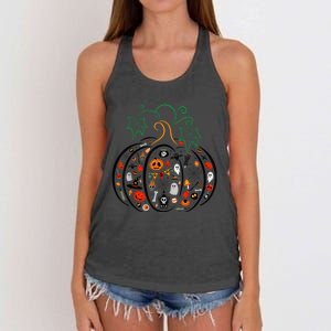 Boo Halloween Costume Spiders, Ghosts, Pumkin & Witch Hat Women's Knotted Racerback Tank