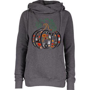 Boo Halloween Costume Spiders, Ghosts, Pumkin & Witch Hat Womens Funnel Neck Pullover Hood