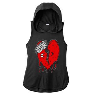 Broken Heart Cute Heartbroken Love Ladies PosiCharge Tri-Blend Wicking Draft Hoodie Tank