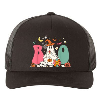 Boo Halloween Costume Spiders Ghosts Pumkin & Witch Hat Yupoong Adult 5-Panel Trucker Hat