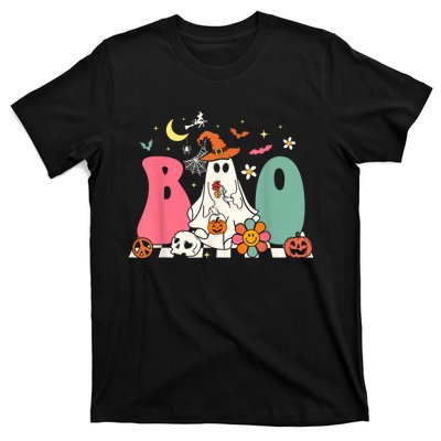 Boo Halloween Costume Spiders Ghosts Pumkin & Witch Hat T-Shirt