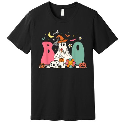 Boo Halloween Costume Spiders Ghosts Pumkin & Witch Hat Premium T-Shirt