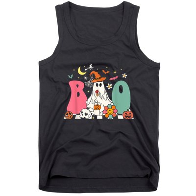 Boo Halloween Costume Spiders Ghosts Pumkin & Witch Hat Tank Top