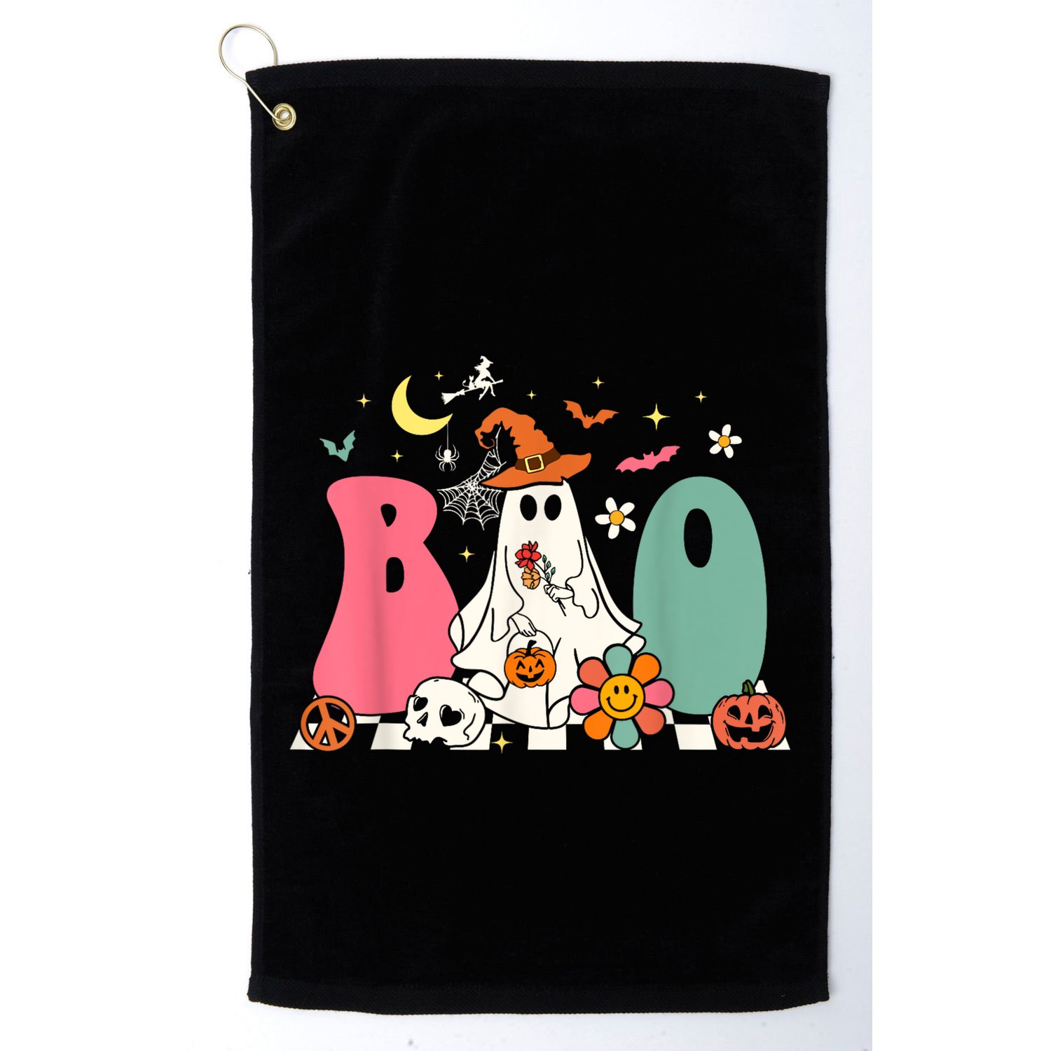 Boo Halloween Costume Spiders Ghosts Pumkin & Witch Hat Golf Towel