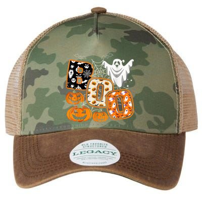 Boo Halloween Costume Spiders Ghosts Pumkin & Witch Hat Legacy Tie Dye Trucker Hat