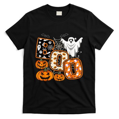 Boo Halloween Costume Spiders Ghosts Pumkin & Witch Hat T-Shirt