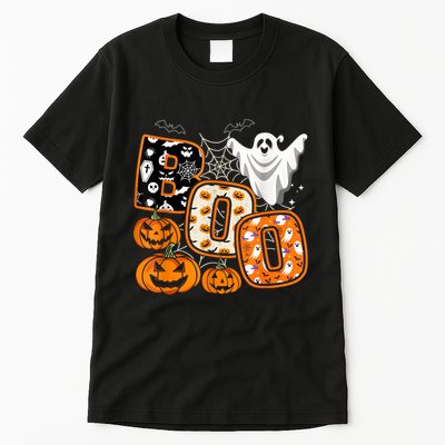 Boo Halloween Costume Spiders Ghosts Pumkin & Witch Hat Tall T-Shirt