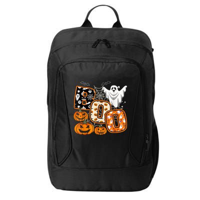 Boo Halloween Costume Spiders Ghosts Pumkin & Witch Hat City Backpack