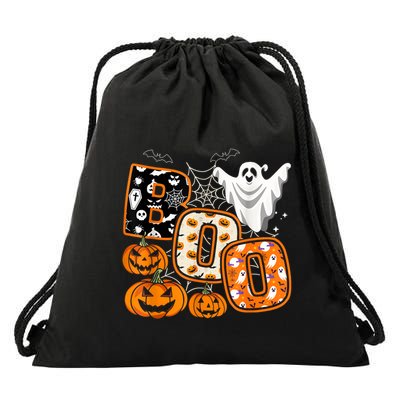 Boo Halloween Costume Spiders Ghosts Pumkin & Witch Hat Drawstring Bag