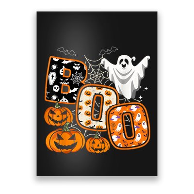 Boo Halloween Costume Spiders Ghosts Pumkin & Witch Hat Poster