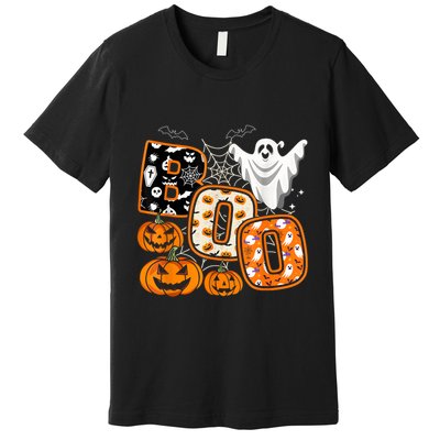 Boo Halloween Costume Spiders Ghosts Pumkin & Witch Hat Premium T-Shirt