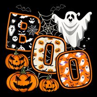 Boo Halloween Costume Spiders Ghosts Pumkin & Witch Hat Wool Snapback Cap