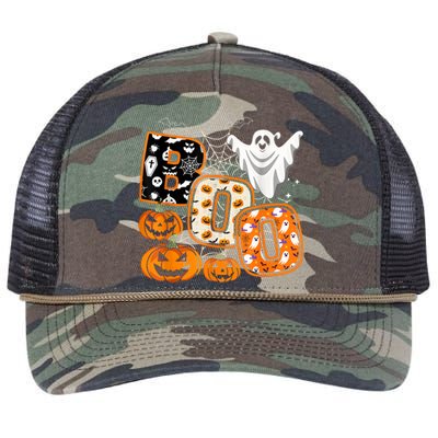 Boo Halloween Costume Spiders Ghosts Pumkin & Witch Hat Retro Rope Trucker Hat Cap