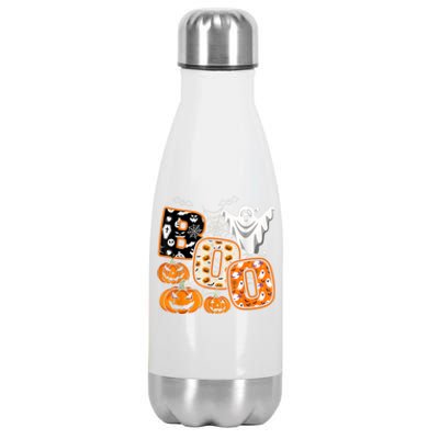 Boo Halloween Costume Spiders Ghosts Pumkin & Witch Hat Stainless Steel Insulated Water Bottle