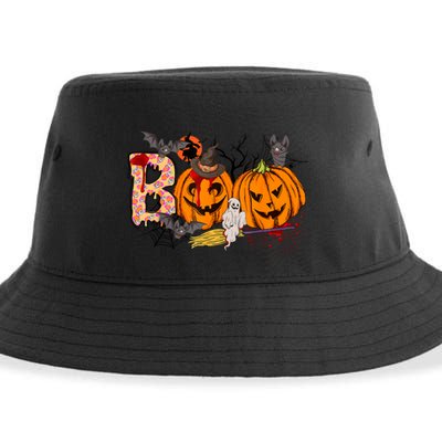 Boo Halloween Costume Spiders Ghosts Pumkin & Witch Hat Sustainable Bucket Hat
