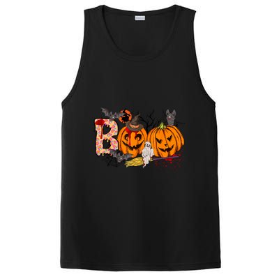 Boo Halloween Costume Spiders Ghosts Pumkin & Witch Hat PosiCharge Competitor Tank