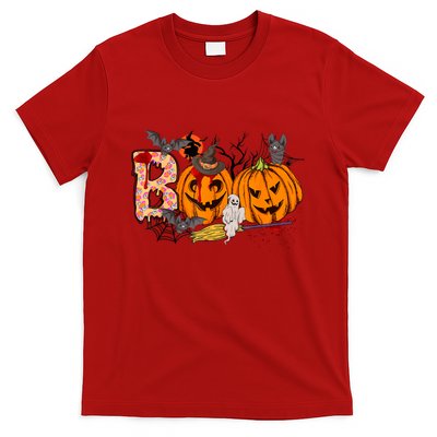 Boo Halloween Costume Spiders Ghosts Pumkin & Witch Hat T-Shirt