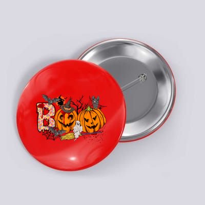 Boo Halloween Costume Spiders Ghosts Pumkin & Witch Hat Button