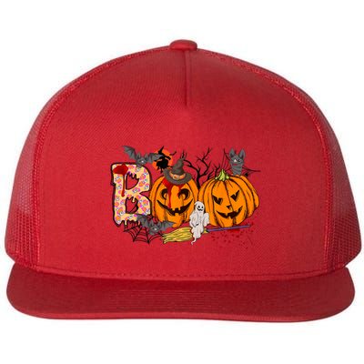 Boo Halloween Costume Spiders Ghosts Pumkin & Witch Hat Flatbill Hat
